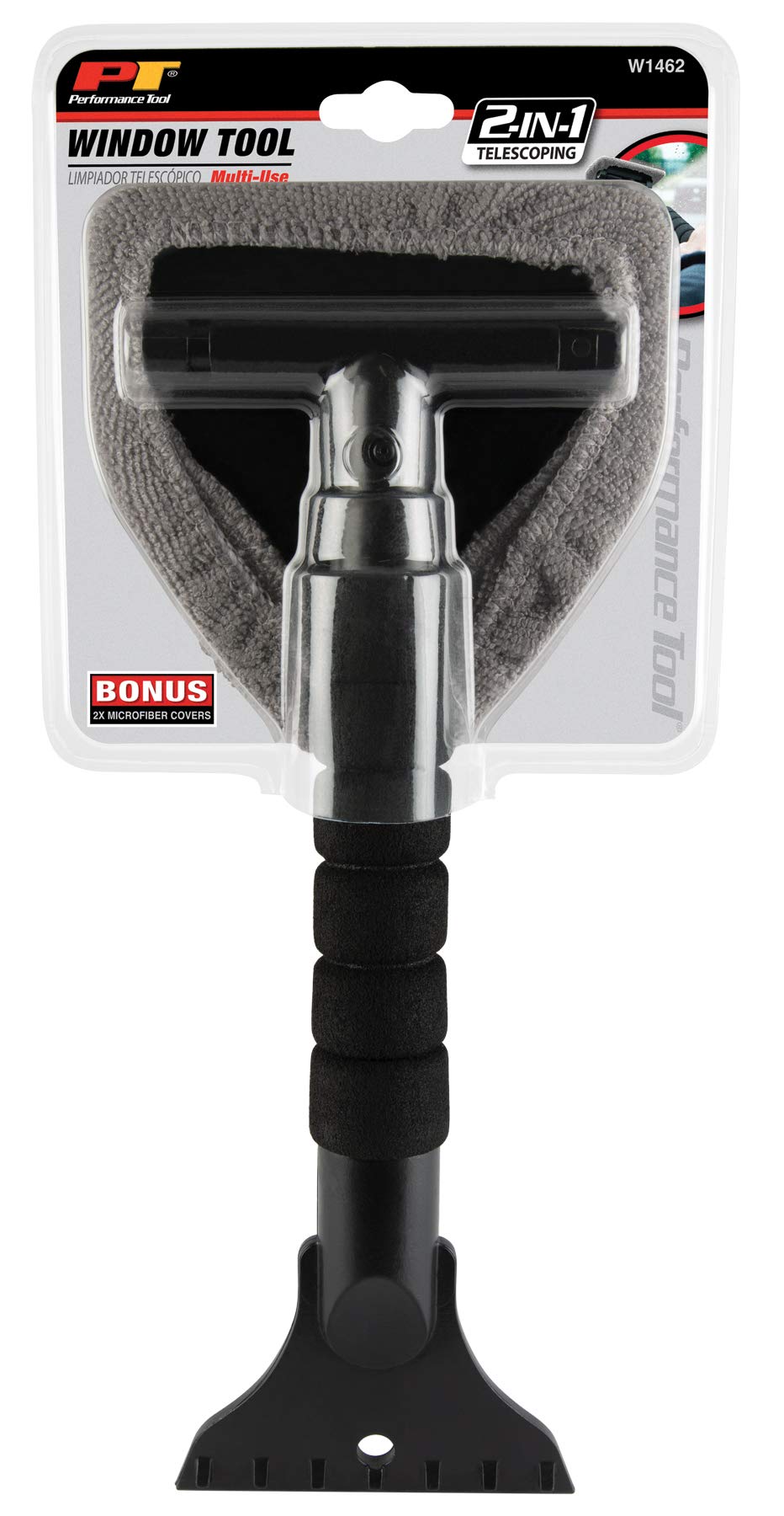 W1462 Performance Tool 2-in-1 Window Cleaner/Scraper - Perfect Tool for Cleaning and Scraping Windows, Mirrors, and Glass Surfaces with Ease