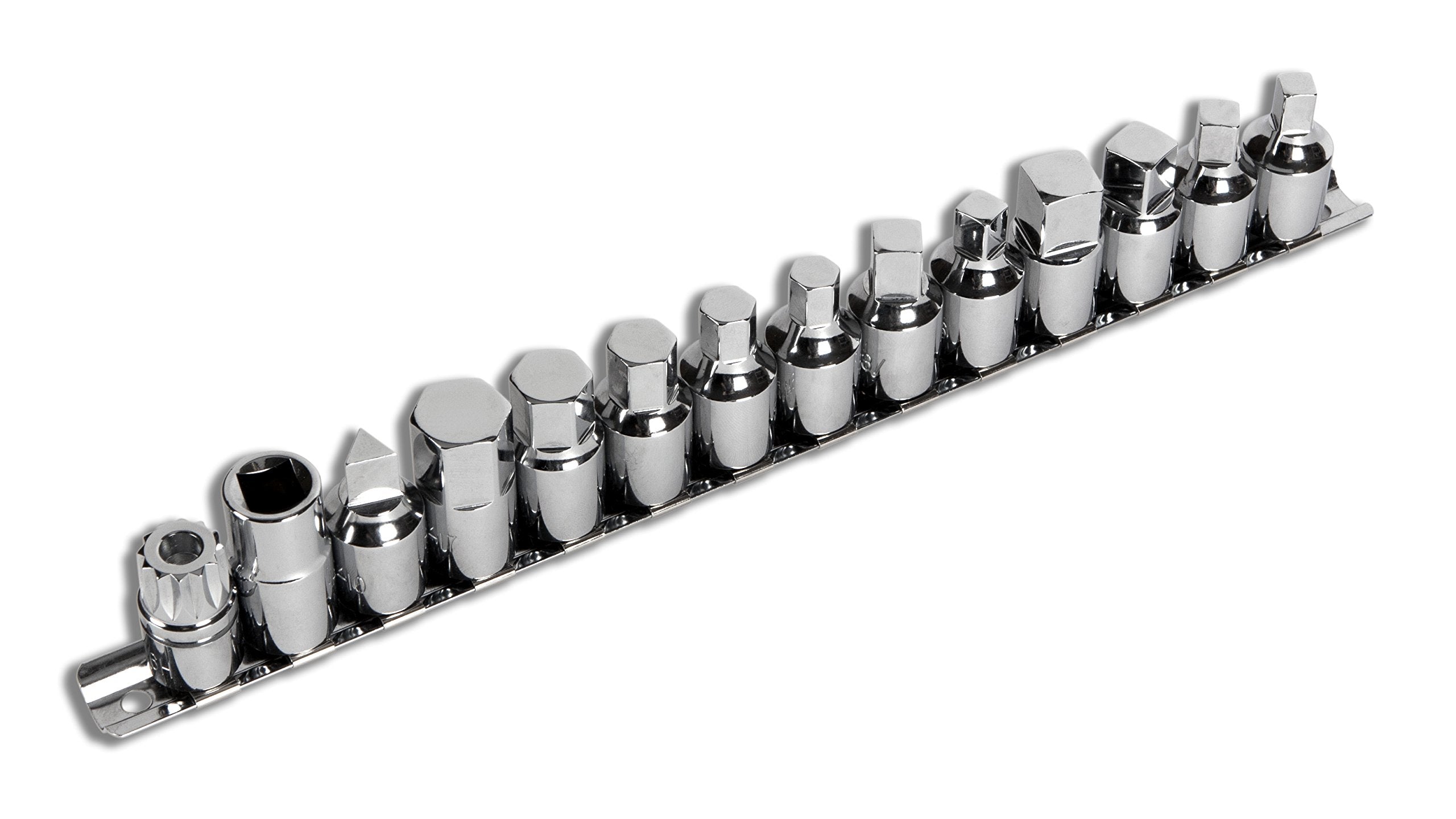 15-Piece Performance Tool W54287 Drain Plug Socket Set With 11mm & 13mm Square Drive For Subaru Differentials, Silver