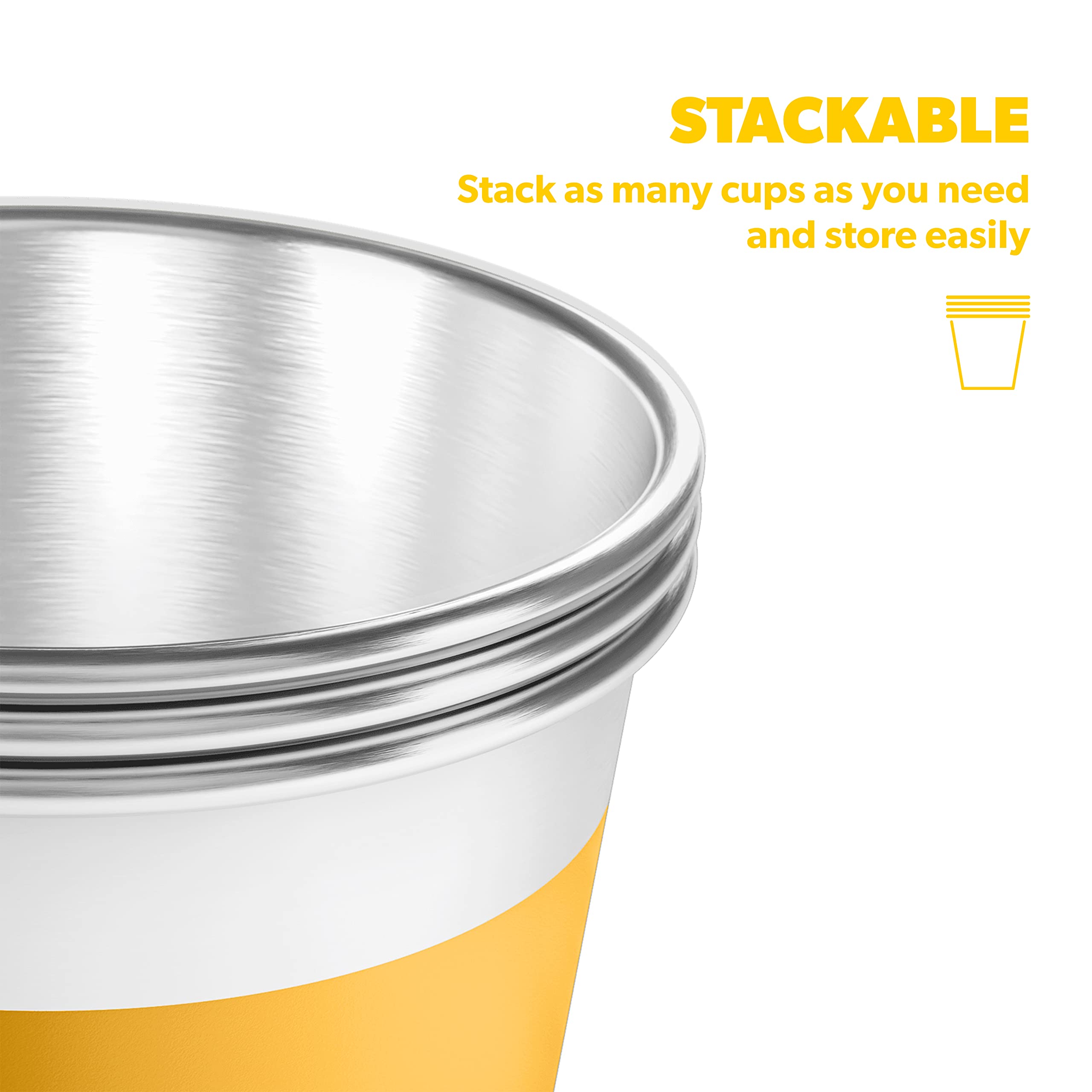 16 oz Dometic Pint (4-pack) Premium Stainless Steel Stackable Cups (Mango)