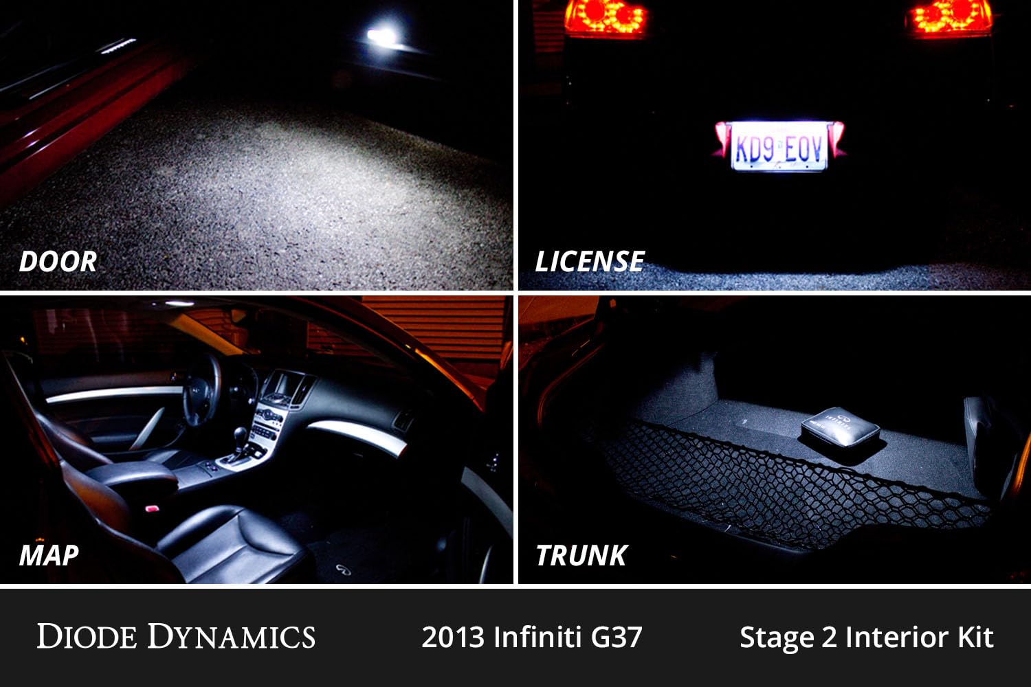 Diode Dynamics interior bulb pack LED compatible with Infiniti G37 Sedan 2009-2013, Stage 1