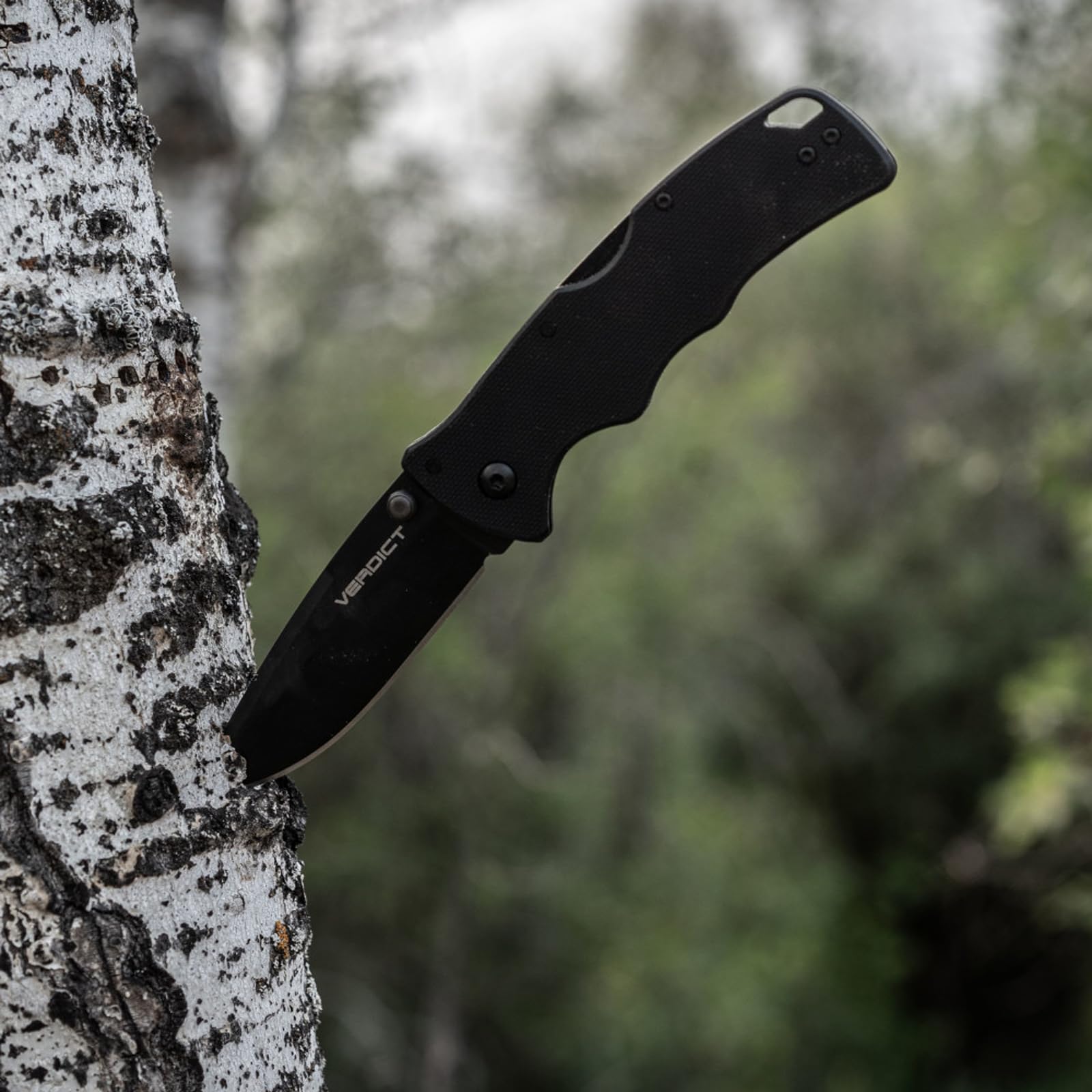 VERDICT COLD STEEL 3" AUS10A Spear Point Blade 4.25" G-10 Black Handle Everyday Carry Tactical Folding Knife with Tri-Ad Lock