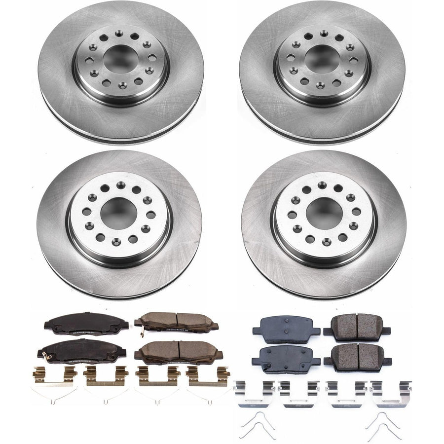 Front and Rear Brake Kit PowerStop For Buick Enclave 2018-20 |Chevrolet Blazer 2019-20 |Traverse 2018-20 |GMC Acadia 2017-20 - Disc Rotors & Ceramic Brake Pads Replacement, KOE7410
