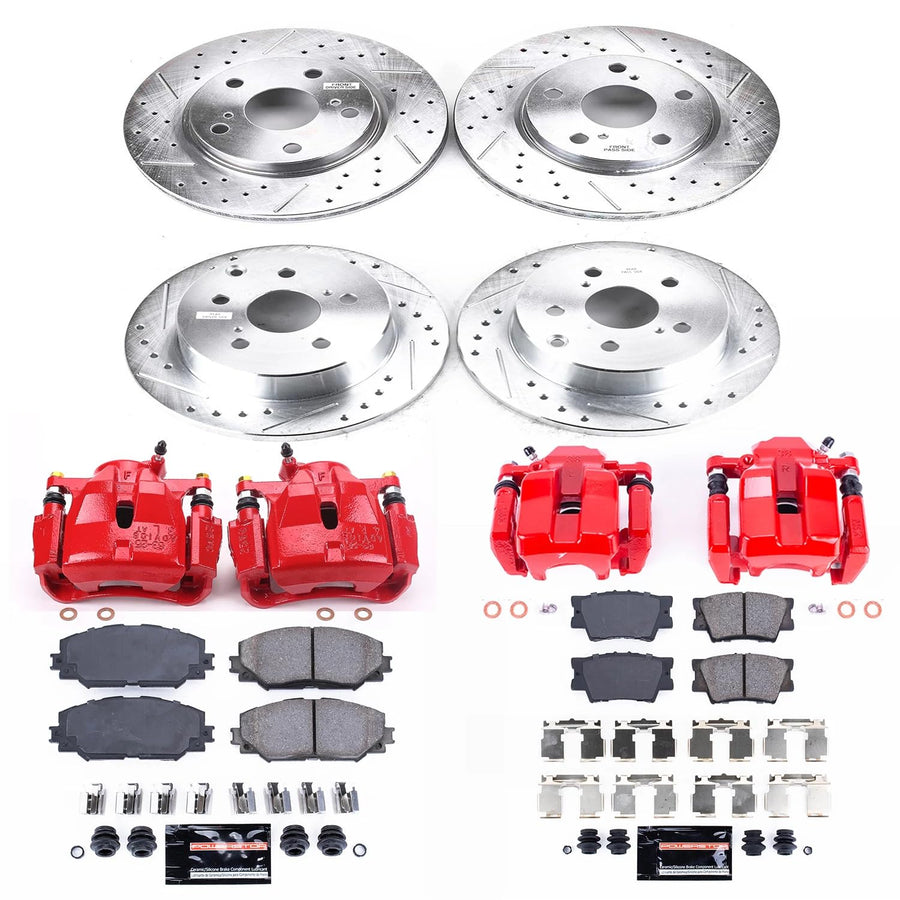 Power Stop Z23 Evolution Sport Brake Upgrade Kit with Powder Coated Calipers- Front & Rear For Toyota RAV4 2011-2018 [Model Specific]