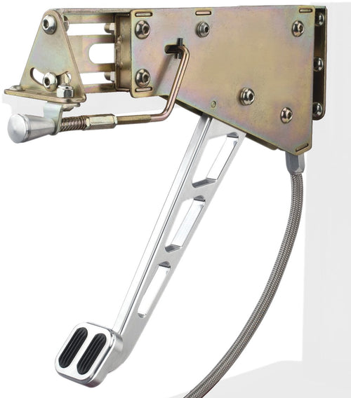 Chromed Foot Brake Lokar EFB-9007 with Windowed Arm and Rubber Insert