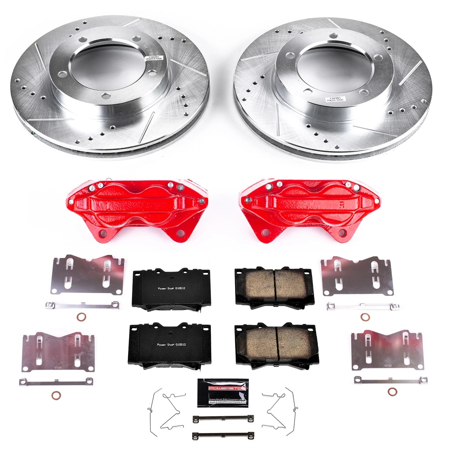 Power Stop Z23 Evolution KC1132 Front Caliper Kit-Rotors, Carbon-Fiber Ceramic Brake Pads, Calipers For Lexus LX470 1998-2002, Toyota Land Cruiser 1998-2002 [Model Specific]