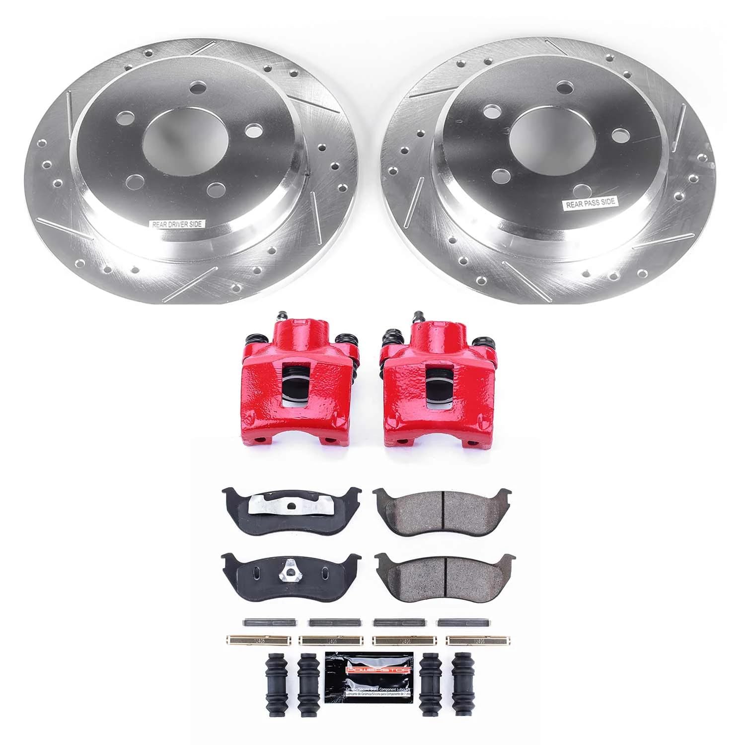 Power Stop Z23 Evolution KC2984A Rear Caliper Kit- Drilled/Slotted Brake Rotors, Carbon-Fiber Ceramic Brake Pads and Brake Calipers