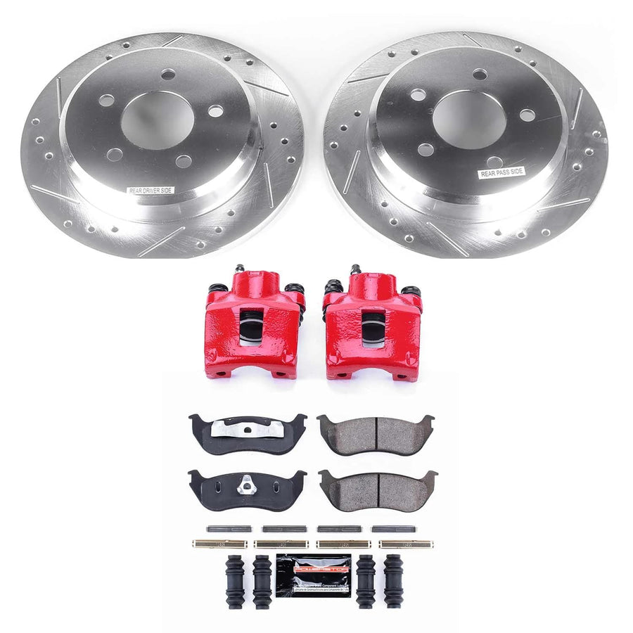 Power Stop Z23 Evolution KC2984A Rear Caliper Kit- Drilled/Slotted Brake Rotors, Carbon-Fiber Ceramic Brake Pads and Brake Calipers