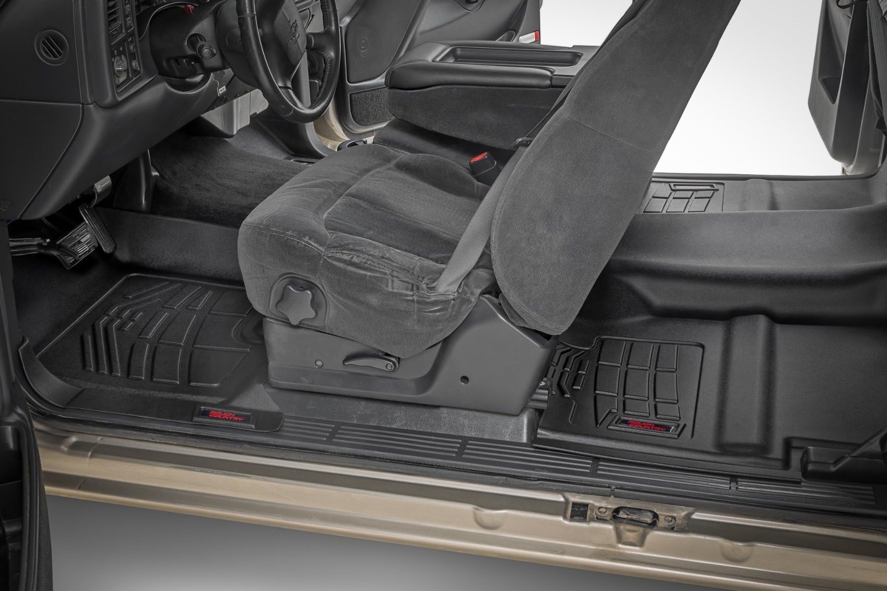 Sure-Fit Rough Country All Weather Floor Mats for Chevy Silverado & GMC Sierra 1500 Extended Cab (1999-2006) - Non-Slip, Waterproof Flexible Floor Mat, Front & Rear Set