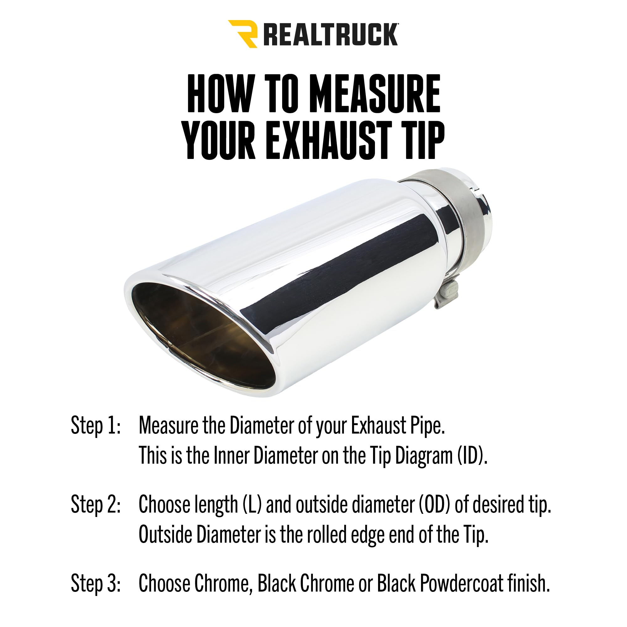 Exhaust Tip Go Rhino | Stainless Steel, Chrome | GRT234410 | Fits 2 ¾" Diameter Exhaust Tubes