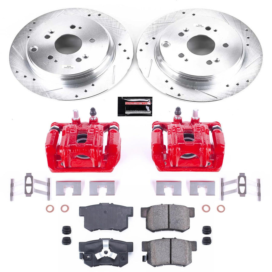 Power Stop Z23 KC206A Evolution Sport Brake Upgrade Kit with Powder Coated Calipers- Rear For Honda CR-V 2005-2006 [Model Specific]