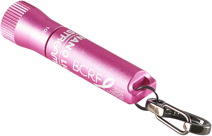 Streamlight Nano Light II 73022 20-Lumens Miniature Keychain LED Flashlight with AAAA Alkaline Battery, Pink BCRF Edition