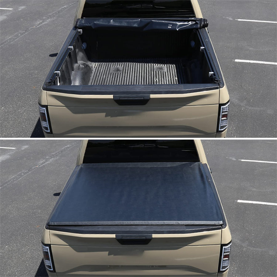 Soft Roll Up Vinyl Tonneau Cover Spec-D Tuning Compatible with 2009-2018 Dodge Ram 1500 5'7" Short Bed