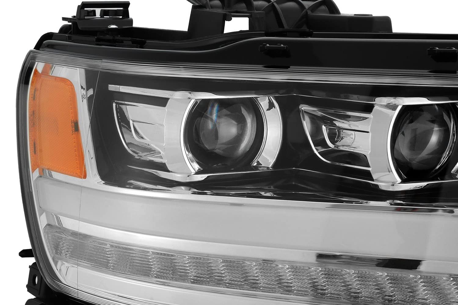 19-20 Ram AlphaRex 1500HD PRO-Series Proj Headlight Plnk Styl Chrm w/Activ Light/Seq Signal/Plnk DRL