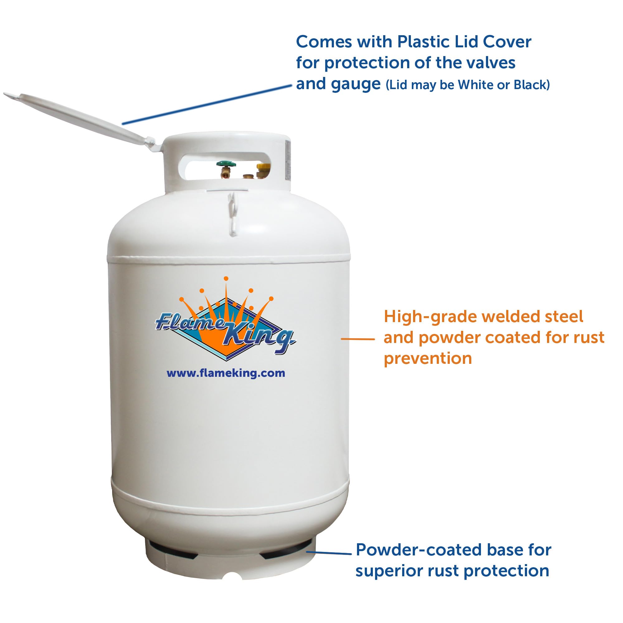 Flame King 420LB YSN420ASME (120 Gallon) ASME Vertical Steel Propane Tank, White