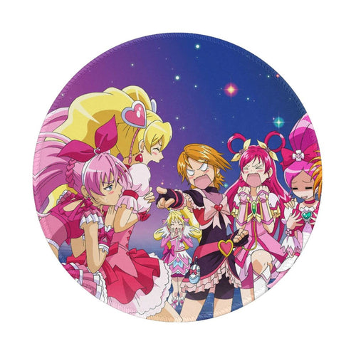 Cute Pretty Cure Round Mouse Pad, Gaming Mouse Pad, Waterproof, Anti-Slip, Durable, Stylish, Mouse Pad, for Office and Home, 2 Pieces