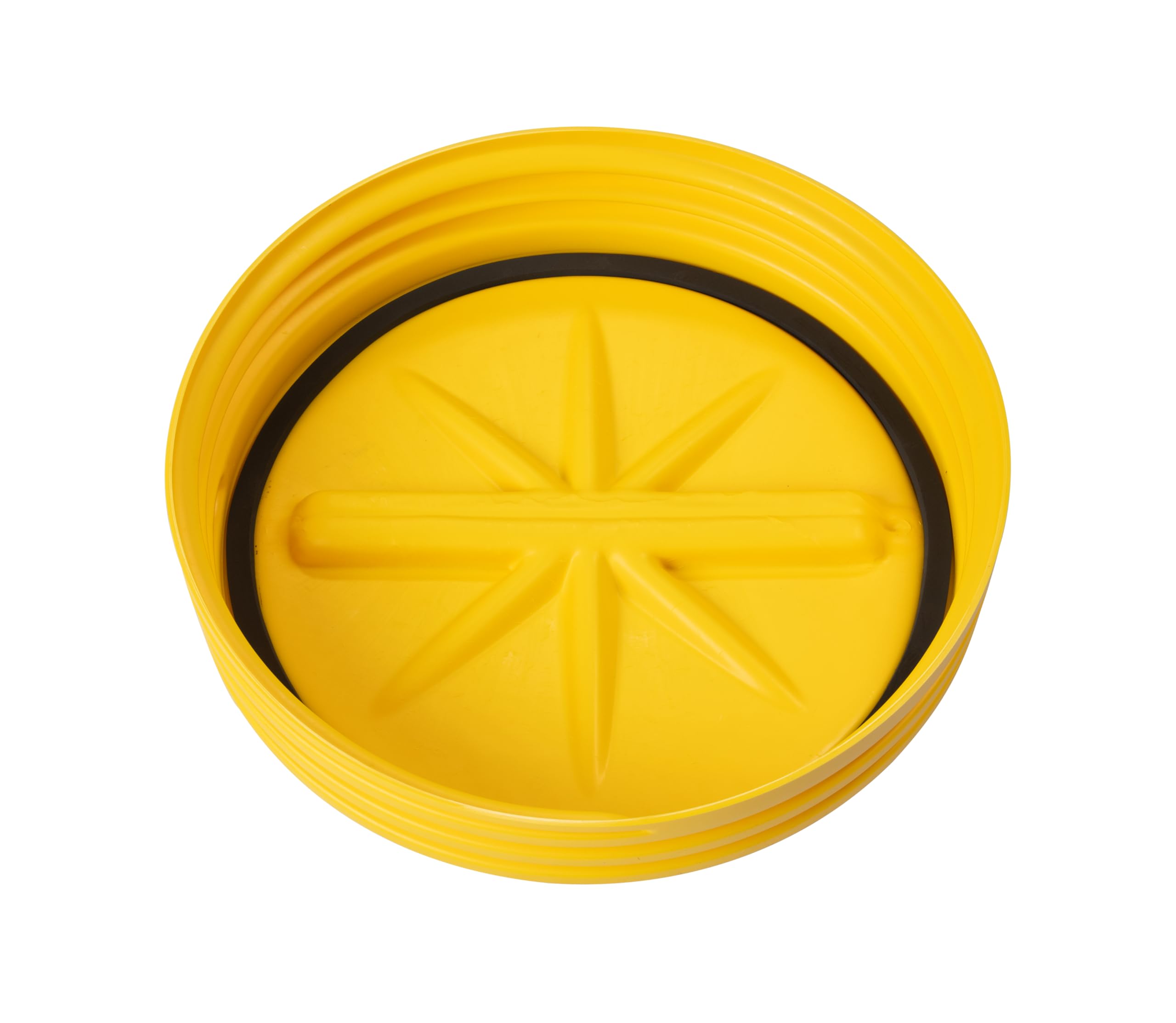 30 Gallon Eagle Plastic Drum with Lid, Screw-On Lid, 28.3"x22.5", Lab Pack Drum Made of Durable, Lightweight HDPE, Withstands Weather and Chemicals, Made in USA, Yellow, 1600SL