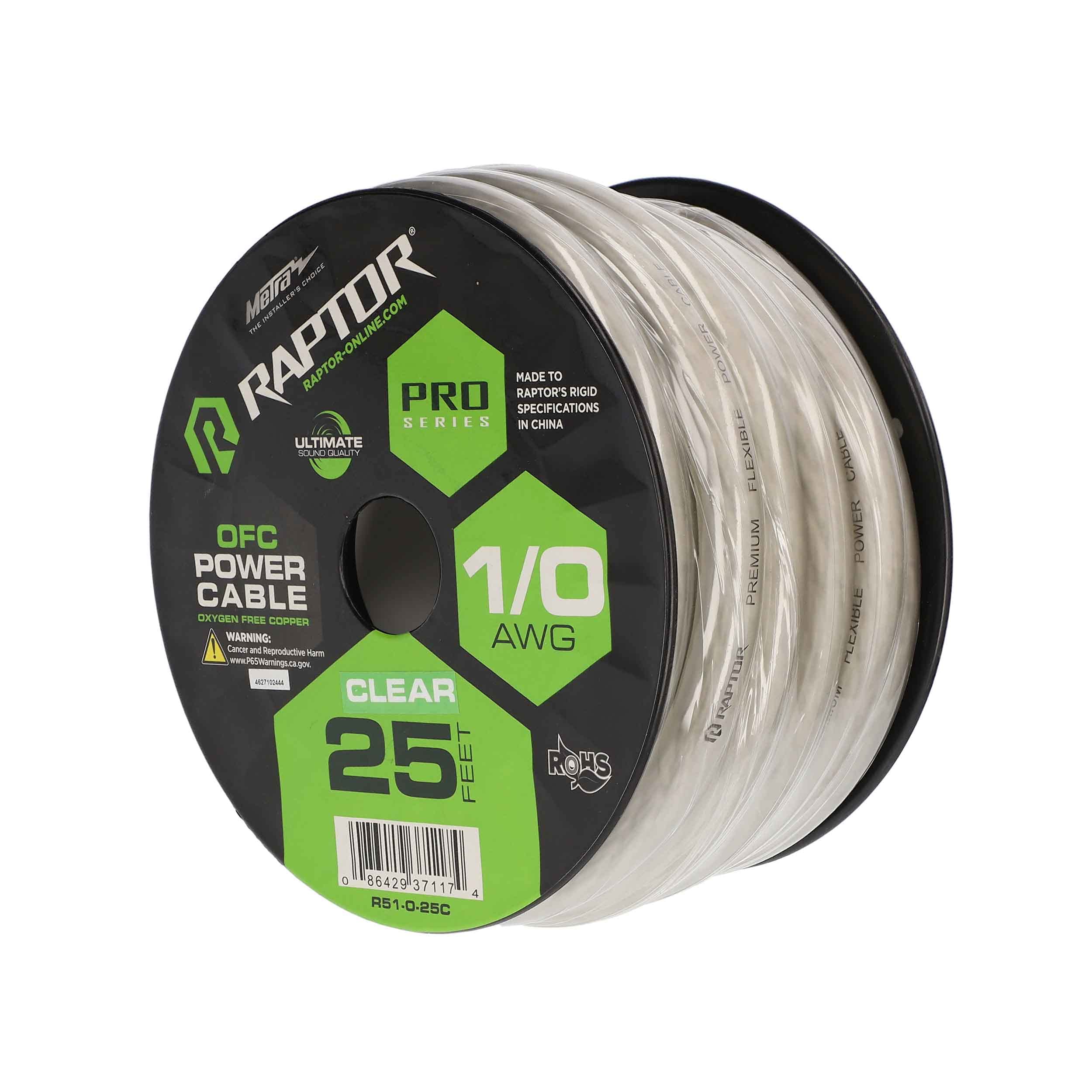 PRO Series Raptor by METRA Electronics Power Wire 1/0 AWG Oxygen Free Copper - Clear - R51-0-25C