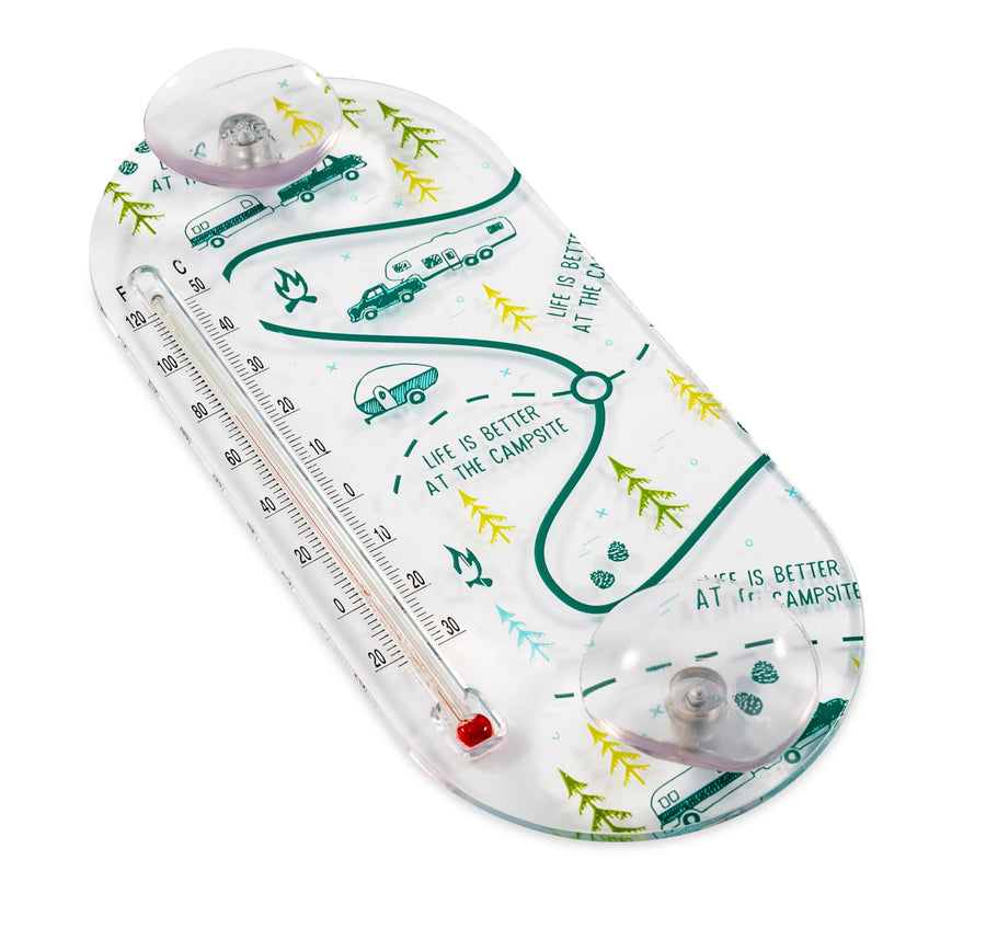53367 Unknown Life is Better at The Campsite Window Thermometer RV Map Design - Displays Both Fahrenheit and Celsius Temperatures - Allows for Easy Mounting to Any Glass Surface