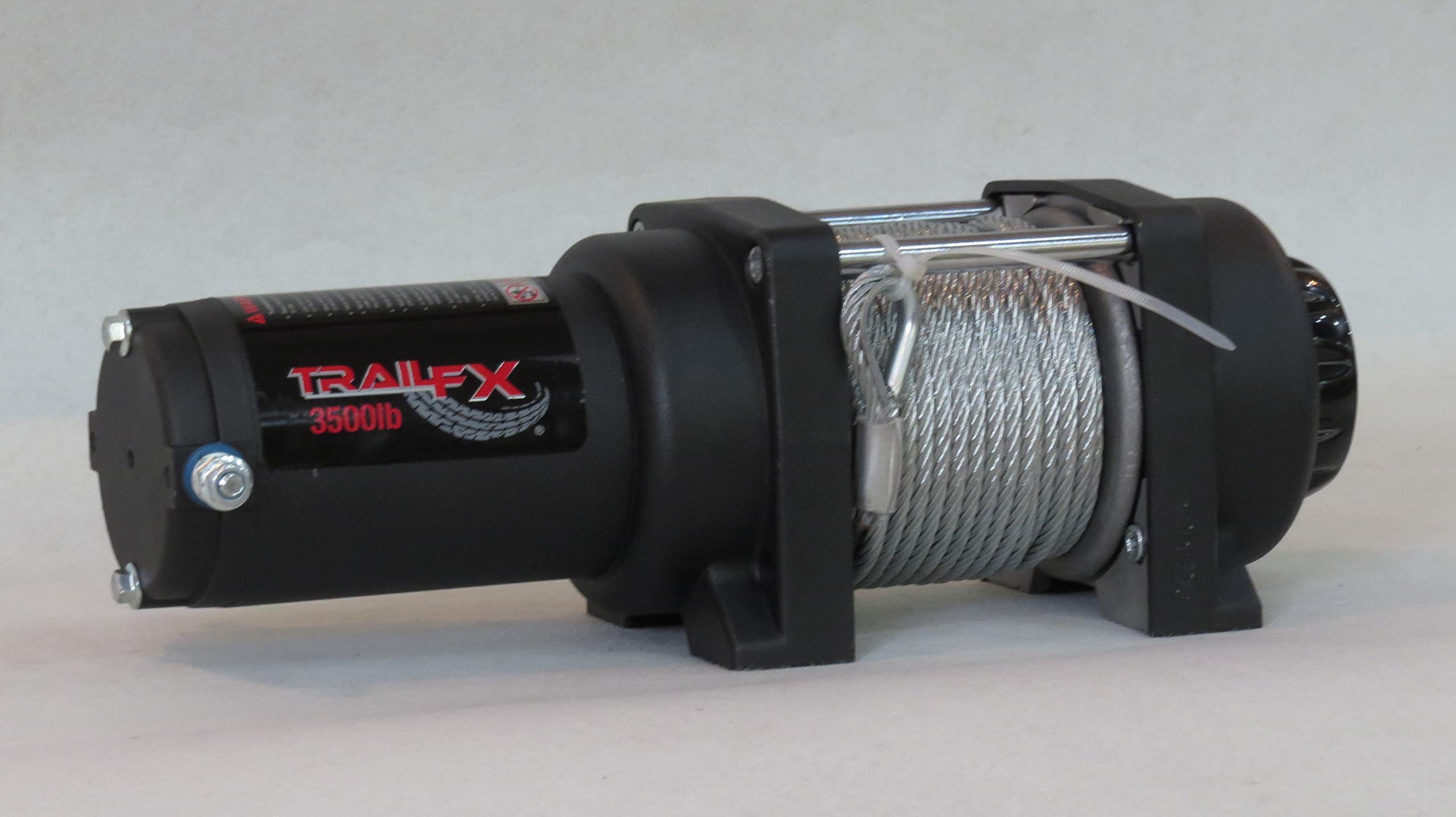 ATV Winch TrailFX W35B 3500 lb Line Pull 50 Foot Steel Cable 4-Way Roller Fairlead 250A Electric Wired Remote and Handlebar Switch 3-Stage Planetary Gear Water Resistant