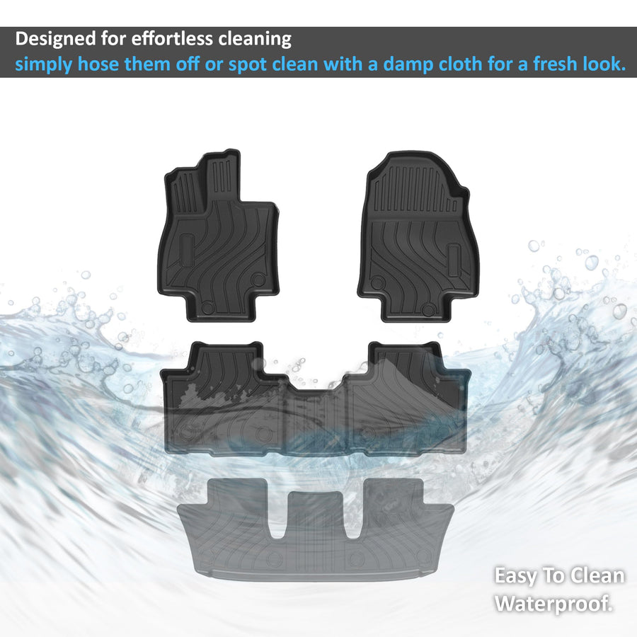 TOTALINER Black Horse Heavy Duty Floor Mat Anti-Skid Black 1.37'' Thickness Compatible with 2024-2024 Toyota Grand Highlander 7-seats-FMTHI24