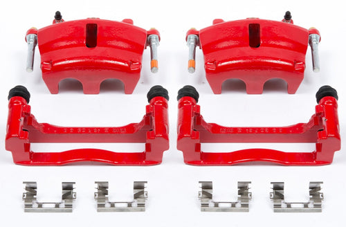 Power Stop S5004A Front Pair of High-Temp Red Powder Coated Calipers For Buick Rainier, Chevrolet Trailblazer, Chevrolet Trailblazer, GMC Envoy, GMC Envo [Model Specific]
