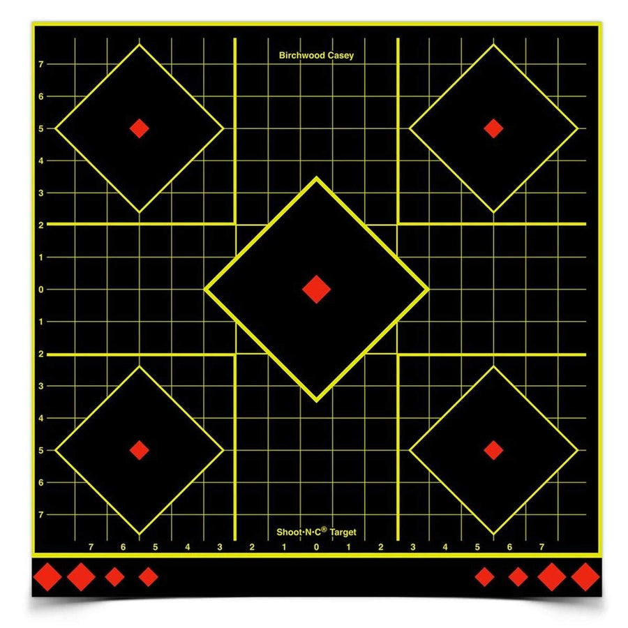 Birchwood Casey 17.25" Shoot-N-C Reactive Targets - Highly Visible Instant Feedback Self-Adhesive Shooting Target Stickers with Repair Pasters - 5 Targets, 85 Pasters