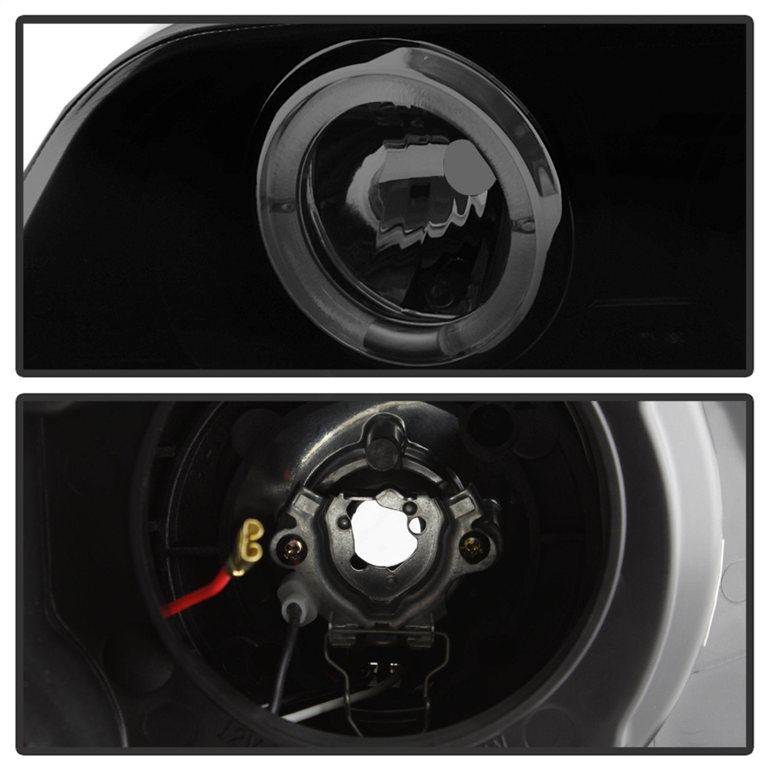 BMW E46 3-Series 99-01 Spyder 4DR Projector Headlights 1PC - LED Halo - Amber Reflector - Black Smoke - High H1 (Included) - Low H1 (Included)