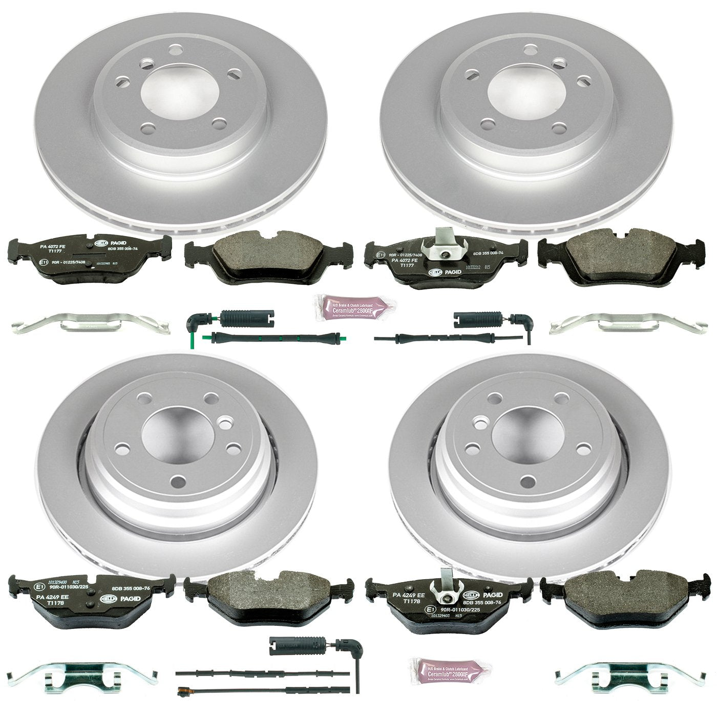 Power Stop ESK871 Euro-Stop Front & Rear Brake Kit and 2 Front & 1 Rear Sensor Wires For BMW 3, BMW 3, BMW 325Ci, BMW 325i, BMW 3, BMW 328i [Model Specific]