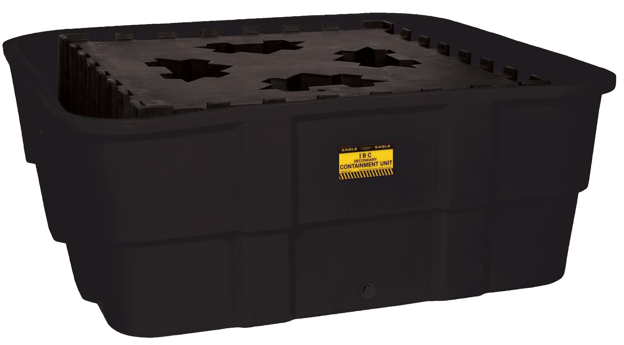Eagle Black 1683BD IBC Containment Unit-All Poly Tub and Platform with Drain