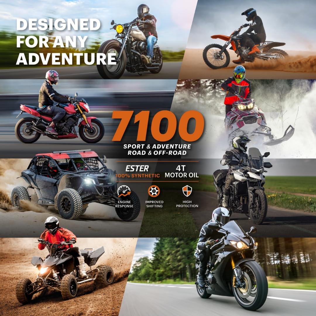 7100 Motul 10W-50 4T 100% Synthetic Ester Engine Motor Oil, Road & Off-Road Motorcycles, 4 Liter (104098)