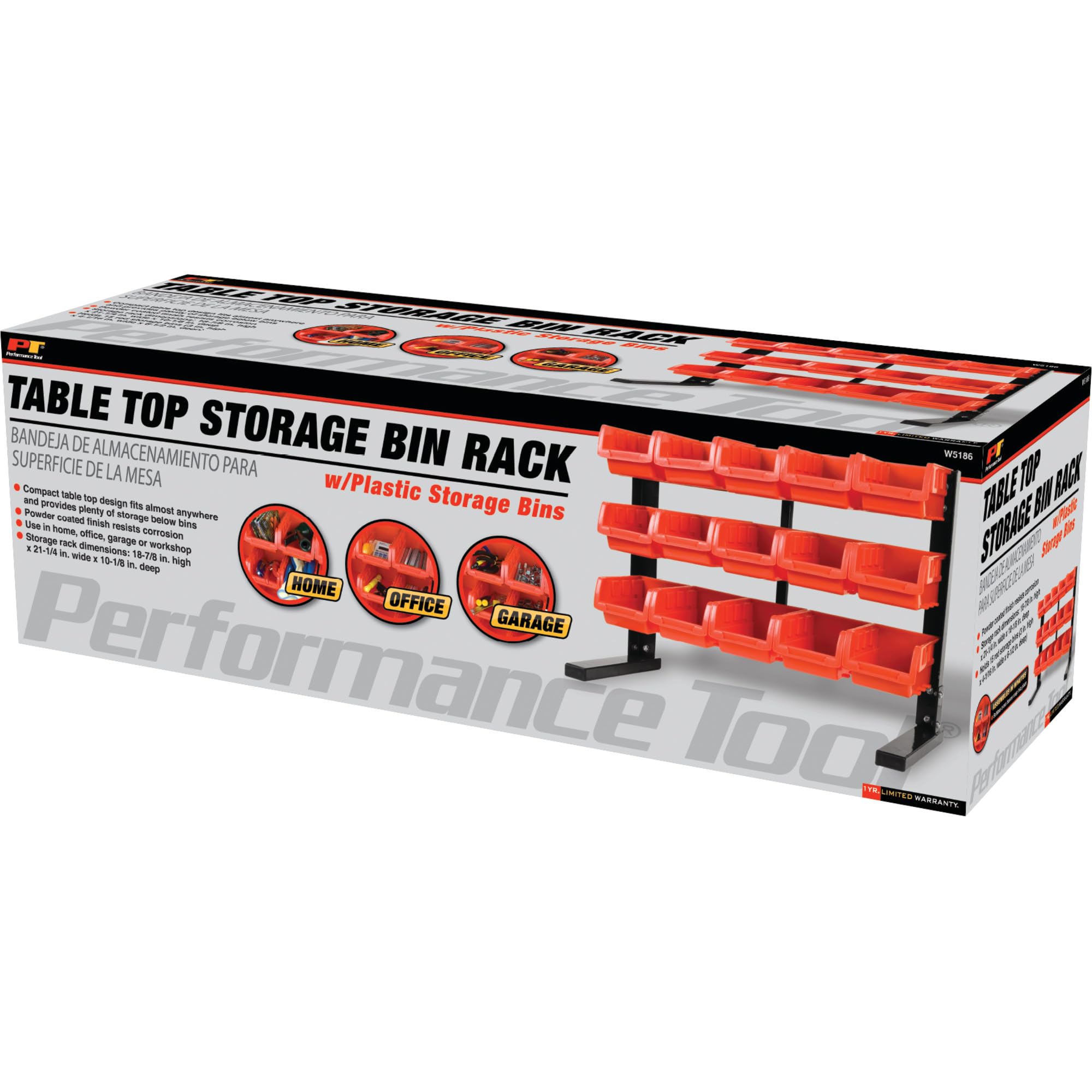 15-Bin Performance Tool W5186 3-Tier Table Top Storage Organizer Rack