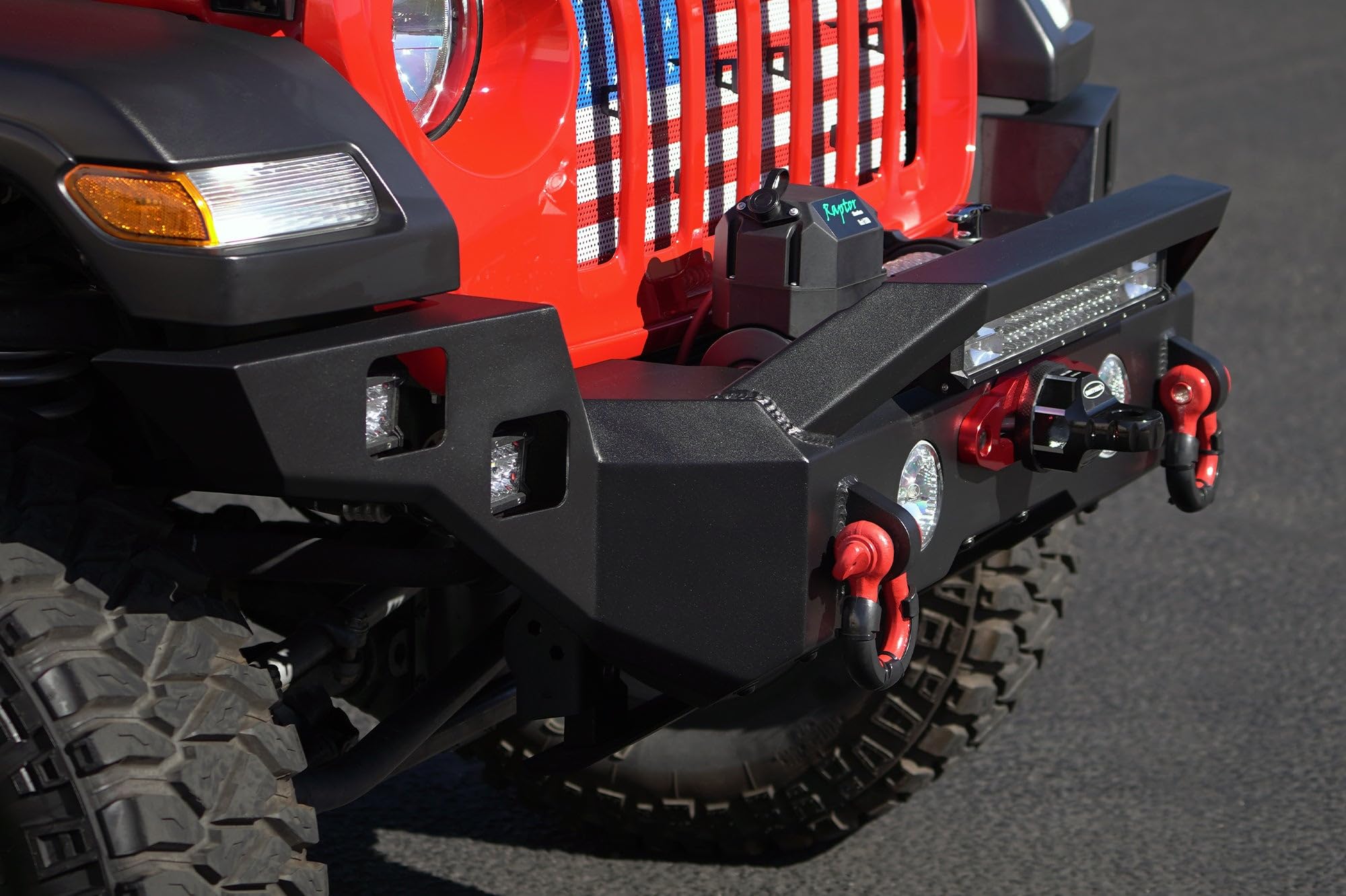Front Magnum Winch Bumper RT Style Guard Black Compatible with 2018-2025 Wrangler JL/JLU and Gladiator