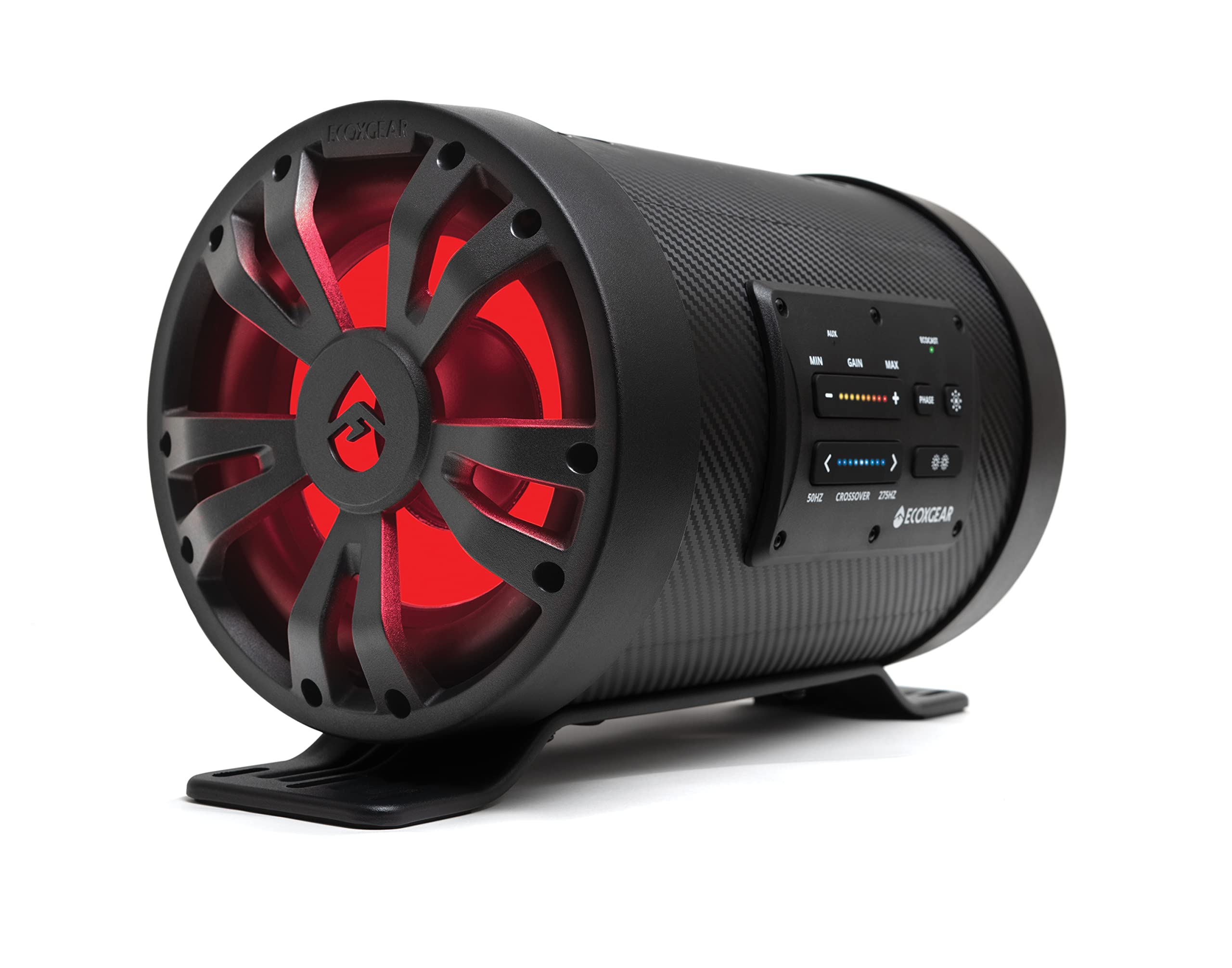 ECOXGEAR SoundExtreme ES08 Bluetooth Waterproof LED Backlit 8-inch Loaded Subwoofer Enclosure with Built-in 500-Watt Amplifier and Wired Remote Gain Control Included (Black)