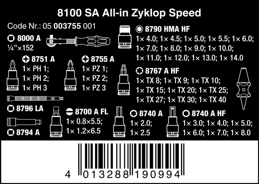 All-In 8100 SA Speed 1/4" drv metric