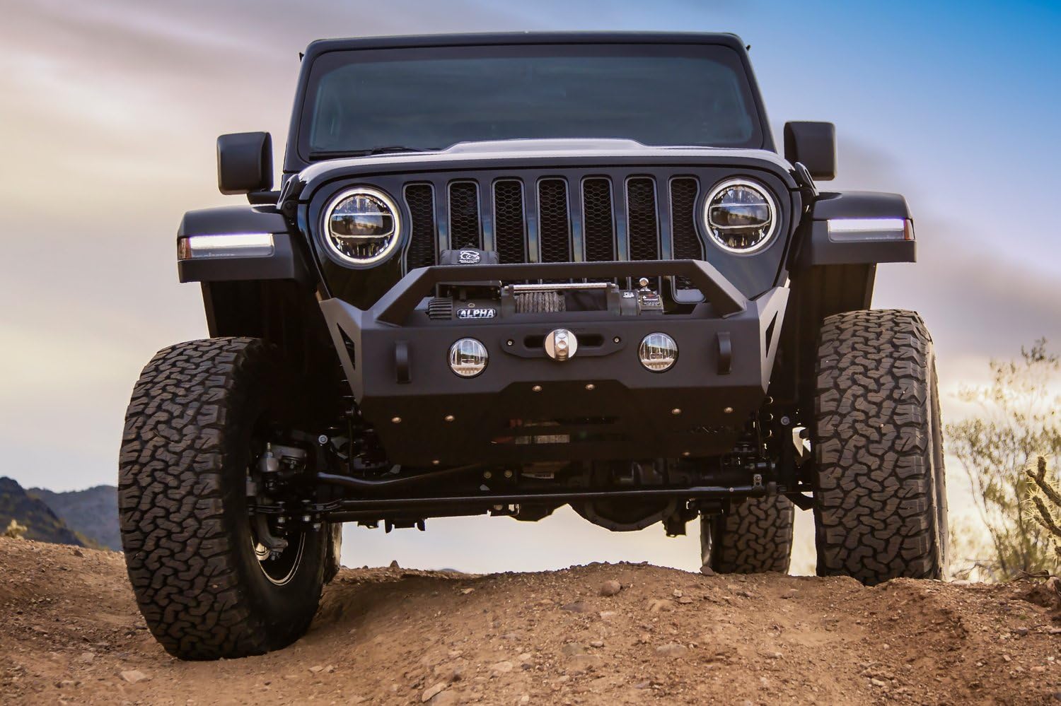Front Magnum Bumper Winch RT Style Black Compatible with 2018-2025 Wrangler JL/JLU, Gladiator