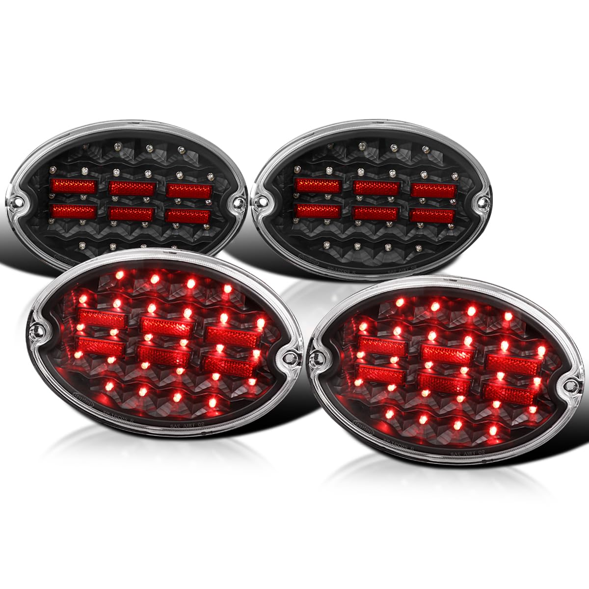 Spec-D Tuning Clear Lens Black Housing LED Tail Lights Compatible with 1997-2004 Chevy Corvette Left + Right Pair Assembly