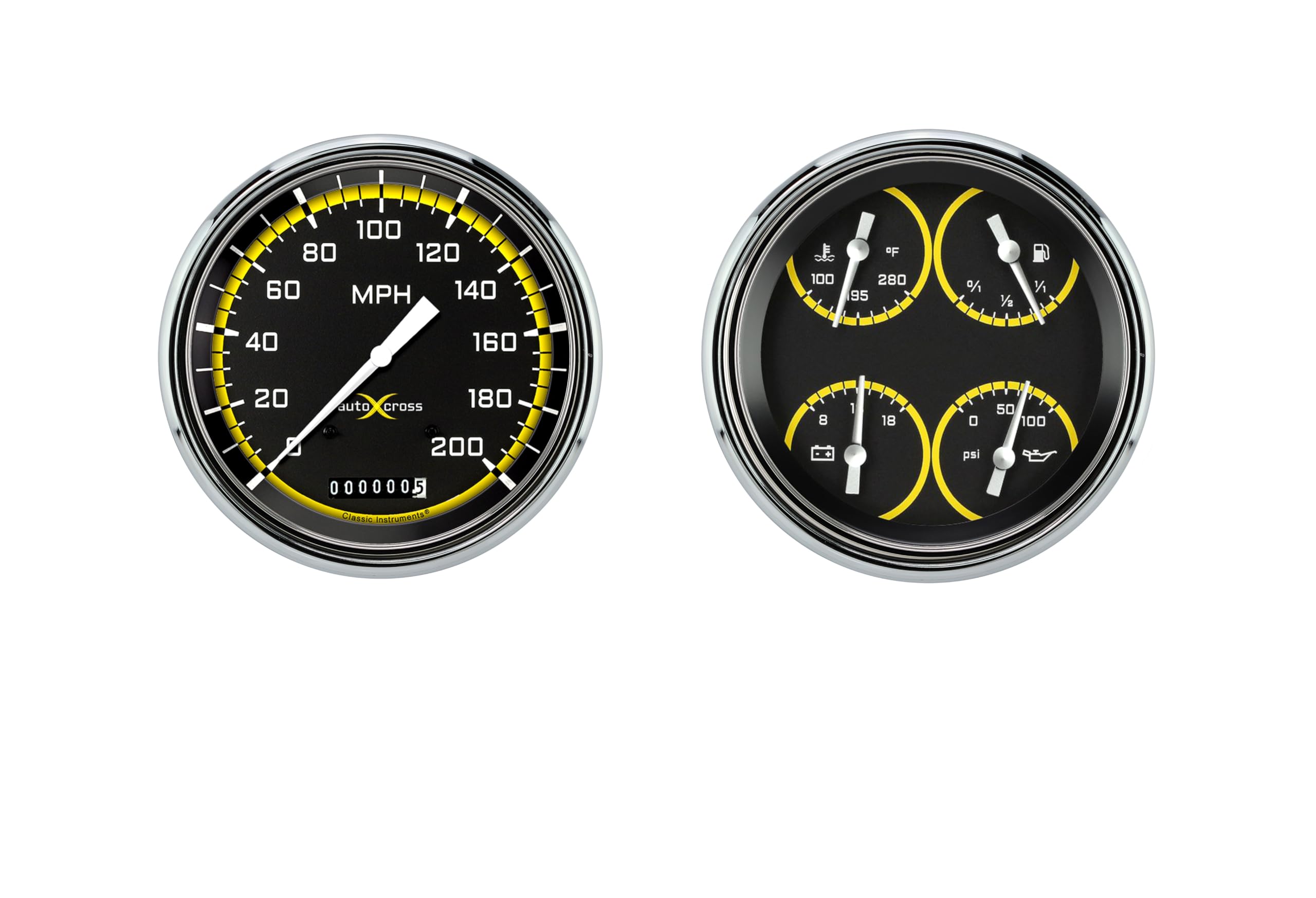 Classic Instruments 1947-1953 Chevy Truck CT47AXY52 Autocross Yellow - Speedometer &Qud - GM