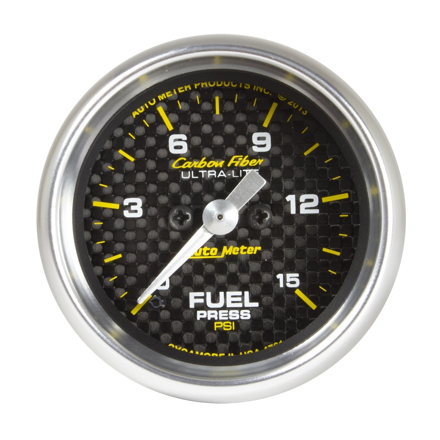 2-1/16" Electric Fuel Pressure Gauge Auto Meter 4761 (0-15 PSI, 52.4mm) Carbon Fiber