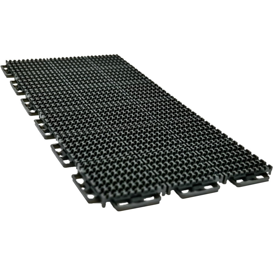 ProTech XT Caliber Garage Flooring and Trailer Deck Traction Tiles, 9” x 18” Interlocking Tiles, Black, 8-Pack