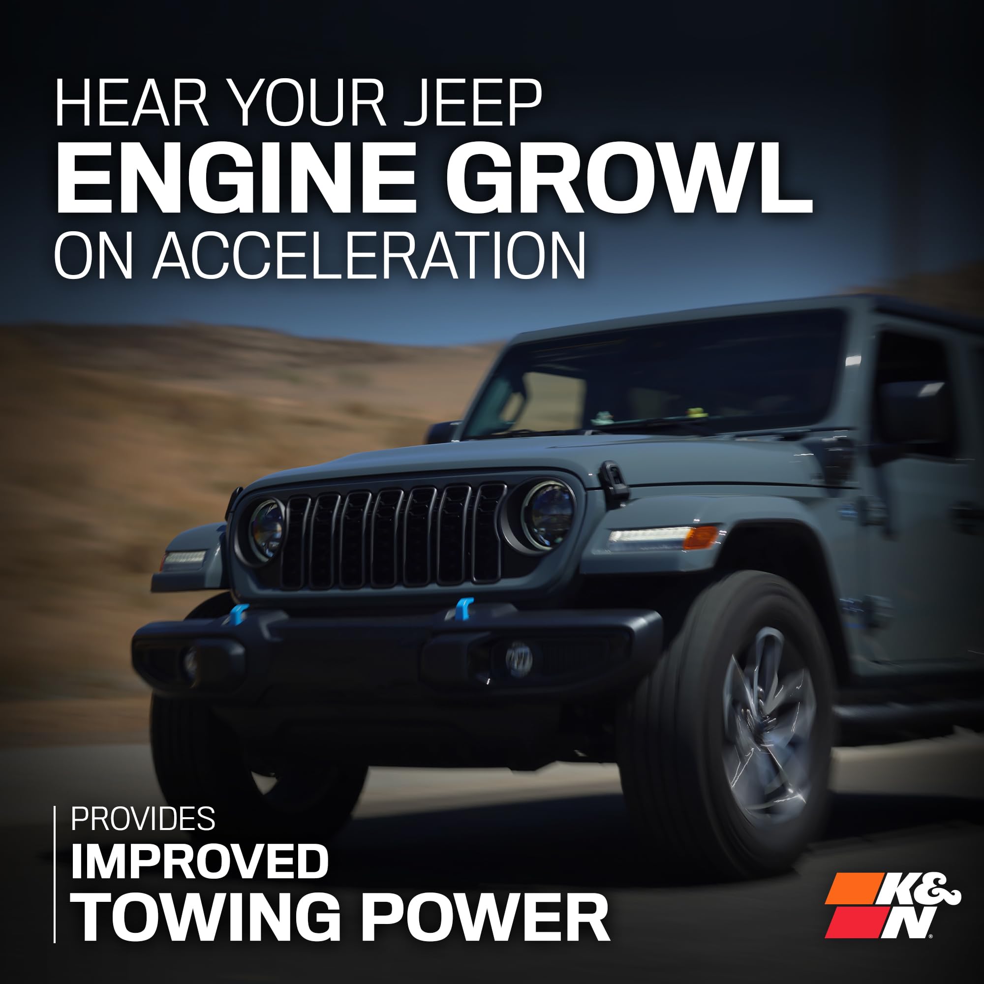 K&N Cold Air Intake System: High-Flow Air Filter, Towing & Increase Performance: Compatible with 2024 Jeep: Wrangler, 63-1597