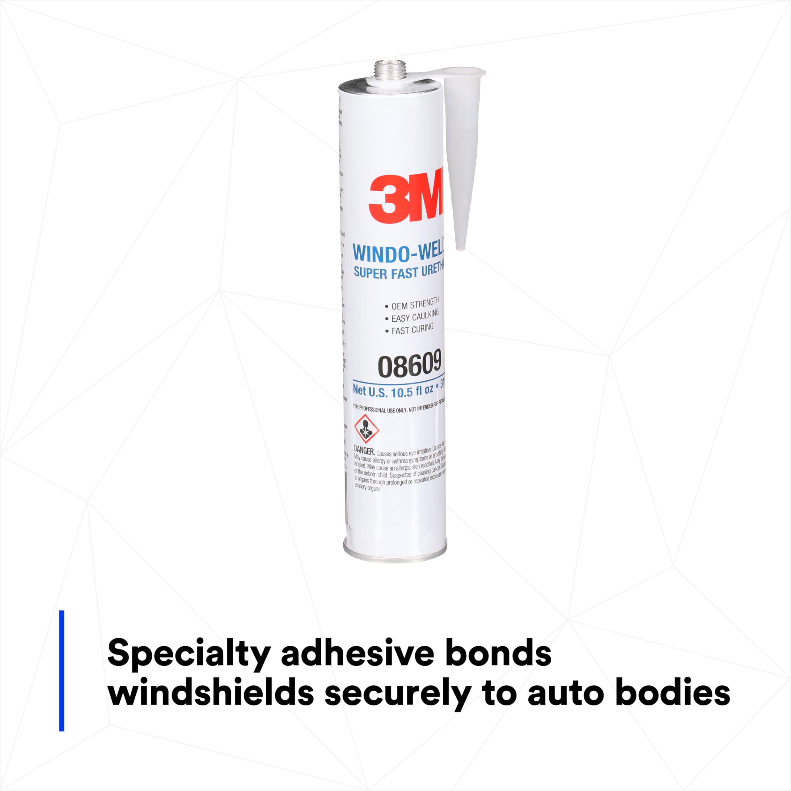 3M Window-Weld 08609 Super Fast Urethane Windshield Adhesive, High-Strength Fast-Curing One-Part Auto Glass Sealant, 10.5 fl oz (310 mL) Cartridge, Black