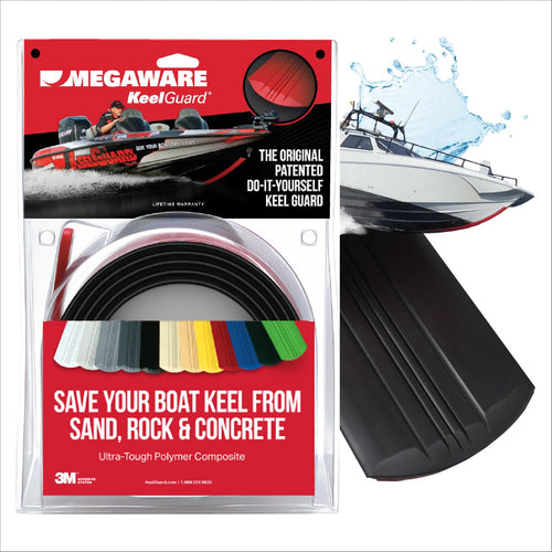 MEGAWARE USA-Made KEELGUARD, Original DIY Keel Guard, 5-Inch Wide, 4-12ft Sizes, 11 Colors, Complete Install Kit with Primer, Hull Protector, for Fiberglass and Some Aluminum Boats (Black)