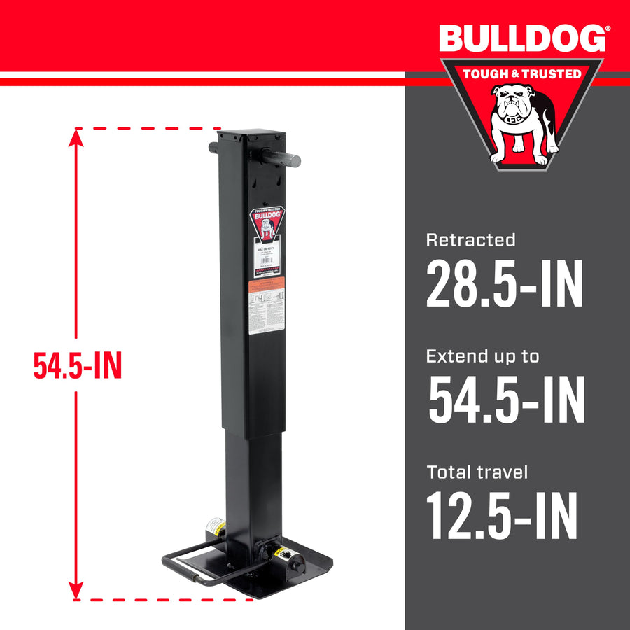 Bulldog Twin Cam™ 182701 HD Square Trailer Jack, 25,000 lbs. Support Capacity, Sidewind, 12-1/2 Inch Travel