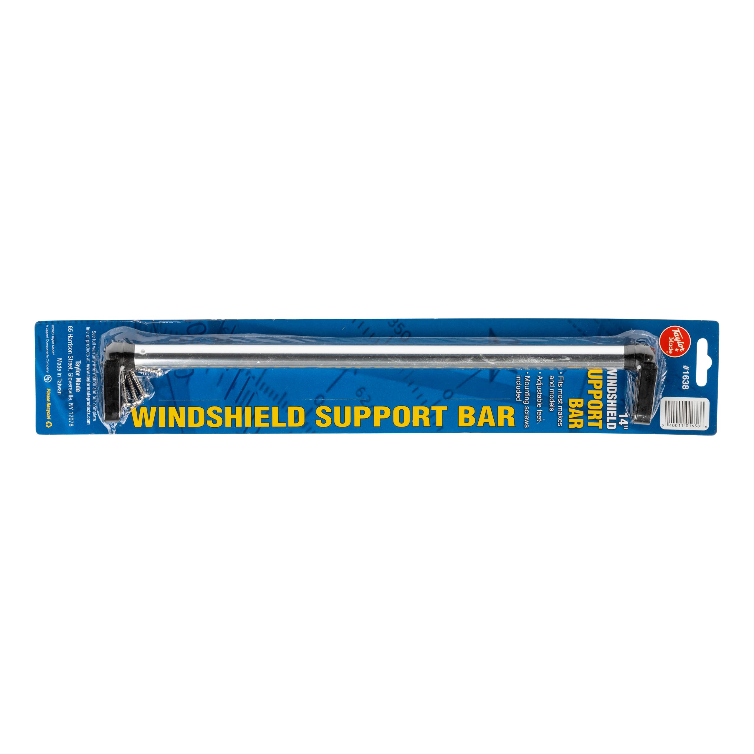 Taylor Made Windshield Support Bar Boat - 14" Anodized Aluminum Tubing, Nylon Fittings, Braces Against Wind to Prevent Lean-Back, Screws Included - 1638