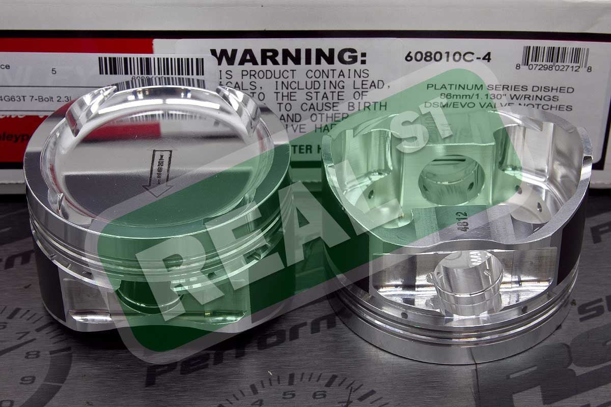Manley Performance 03-06 Evo 8/9 (7 Bolt 4G63T) 86mm +1mm Over Bore 100mm Stroke 8.5:1 Dish Pistons w/Rings (608010C-4)