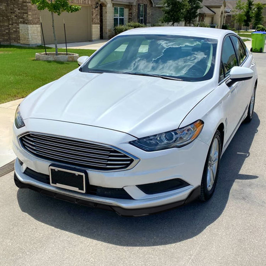 Glossy Black PP Spec-D Tuning Front Bumper Lip Spoiler Body Kit 3PC Compatible with 2017-2018 Ford Fusion
