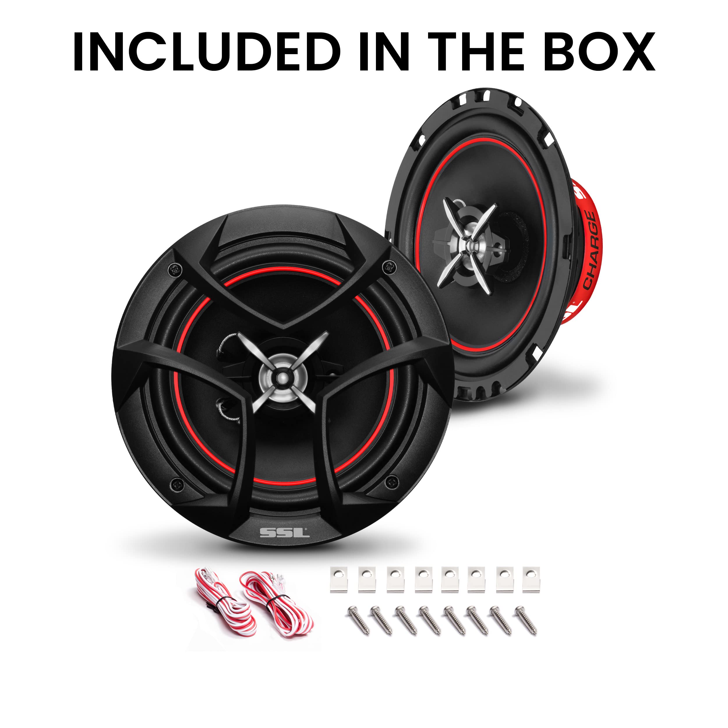 Sound Storm Laboratories Charge Series 6.5 Inch Car Door Stereo Speakers - 325 Watts Max, 3 Way, Full Range Audio, Coaxial, Tweeters, Sold in Pairs