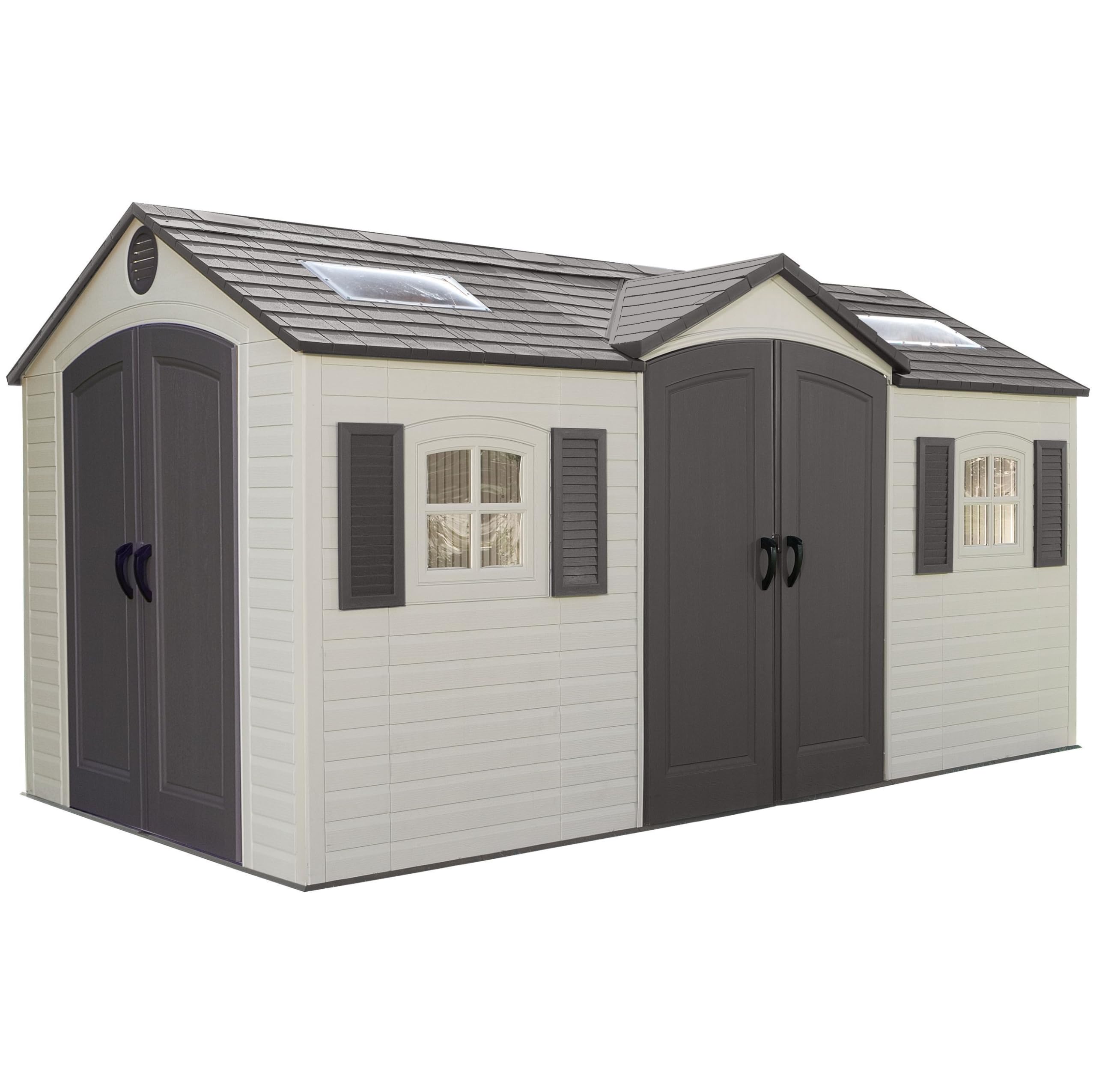 60079 Lifetime Outdoor Storage Shed Dual Entry, 15 x 8 ft, Desert Sand