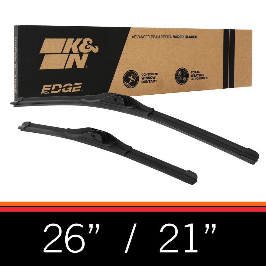 Wiper Blades K&N EDGE: All Weather Performance, Superior Windshield Contact, Streak-Free Wipe Technology: 26" +21" (Pack of 2)