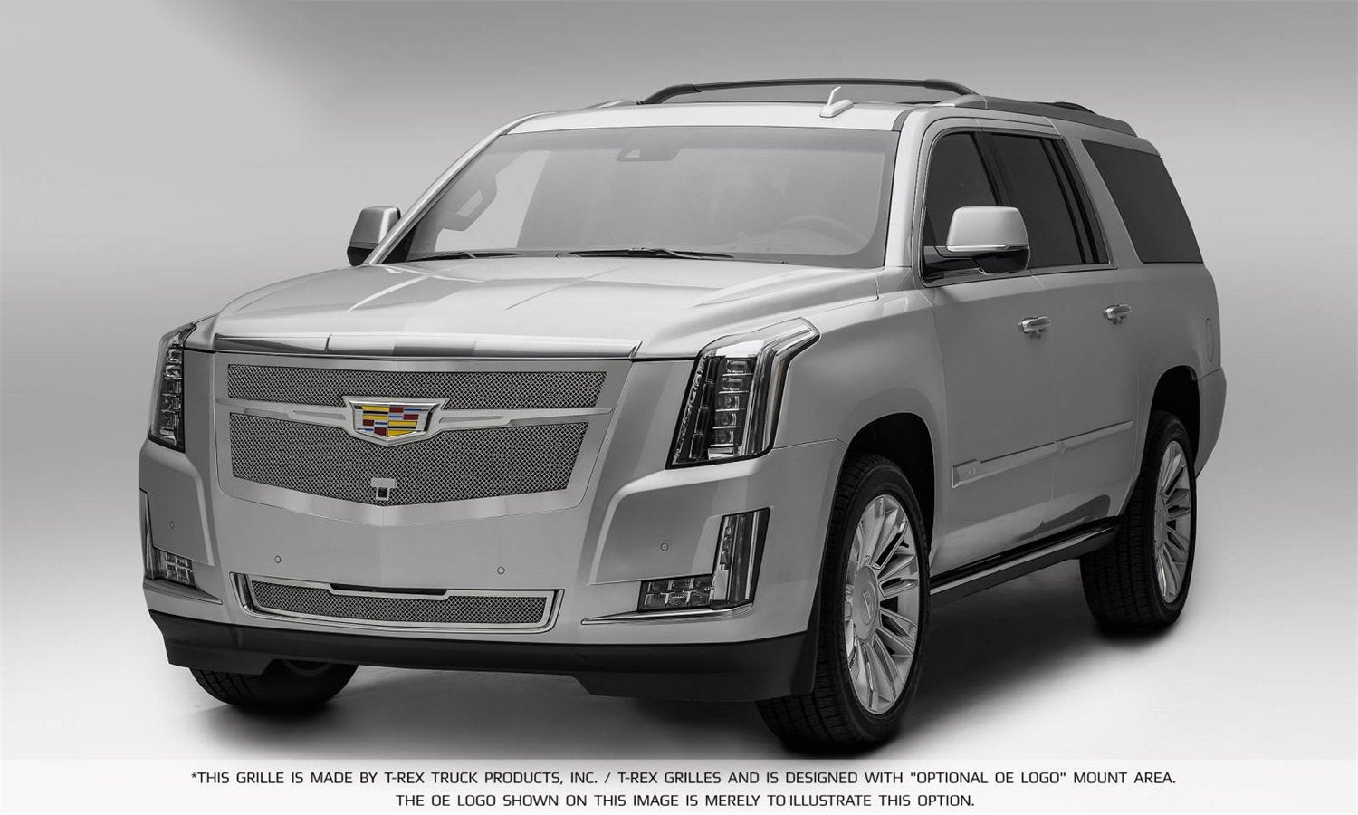 Upper Class Series T-Rex Grilles 2015i-2020 Escalade Main Grille, Chrome with Chrome Center Trim Piece, 1 Pc, Replacement, Fits Vehicles with Camera - PN #56191, Polished